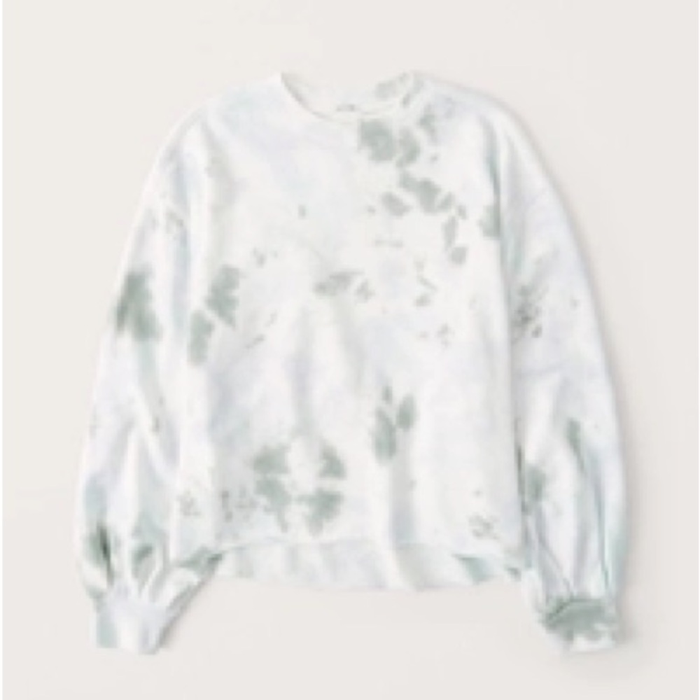 Abercrombie & Fitch Wash Effect Cutoff Crew Sweatshirt; Olive; size S